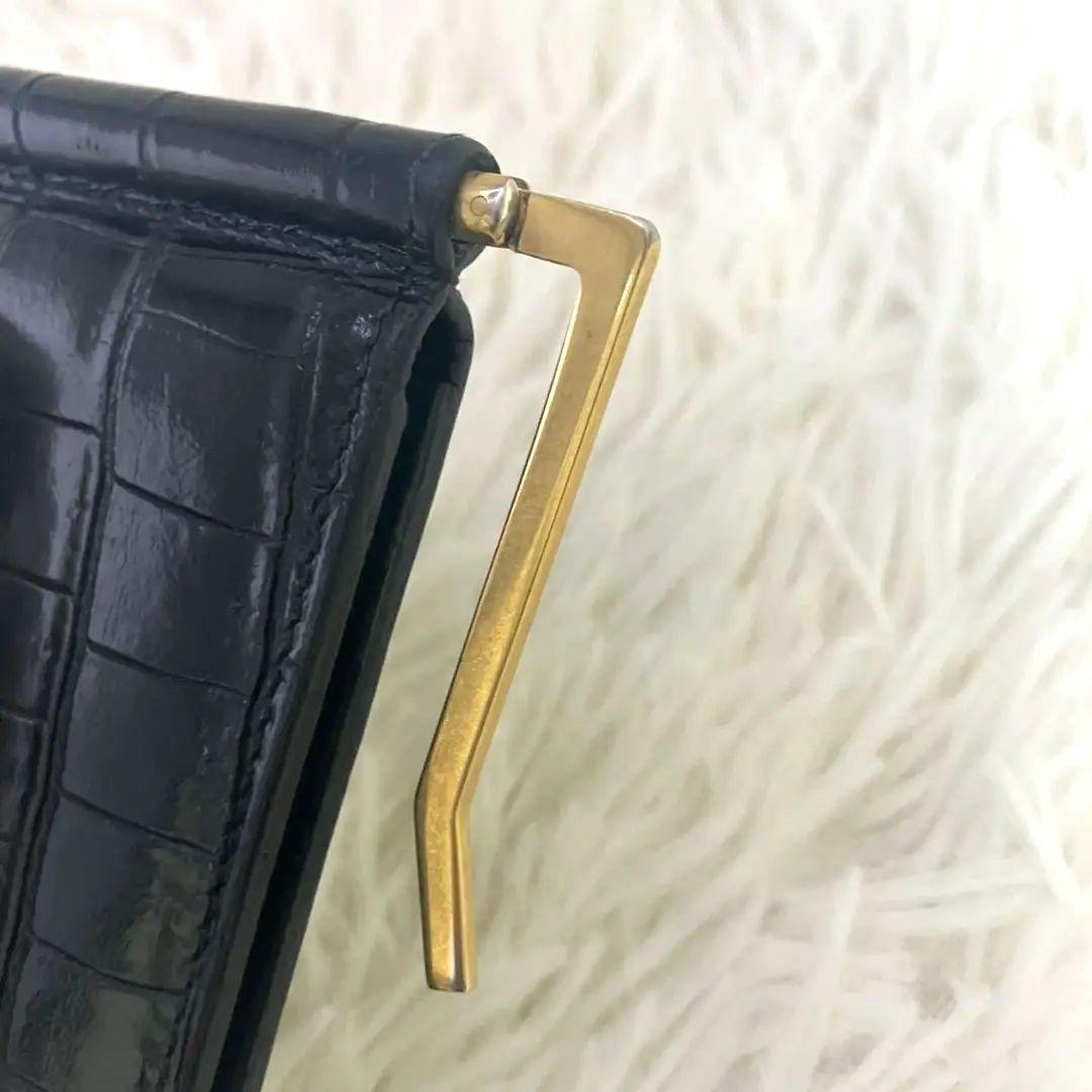 美品✨SAINT LAURENT マネークリップ　クロコ型押し　YSL 黒