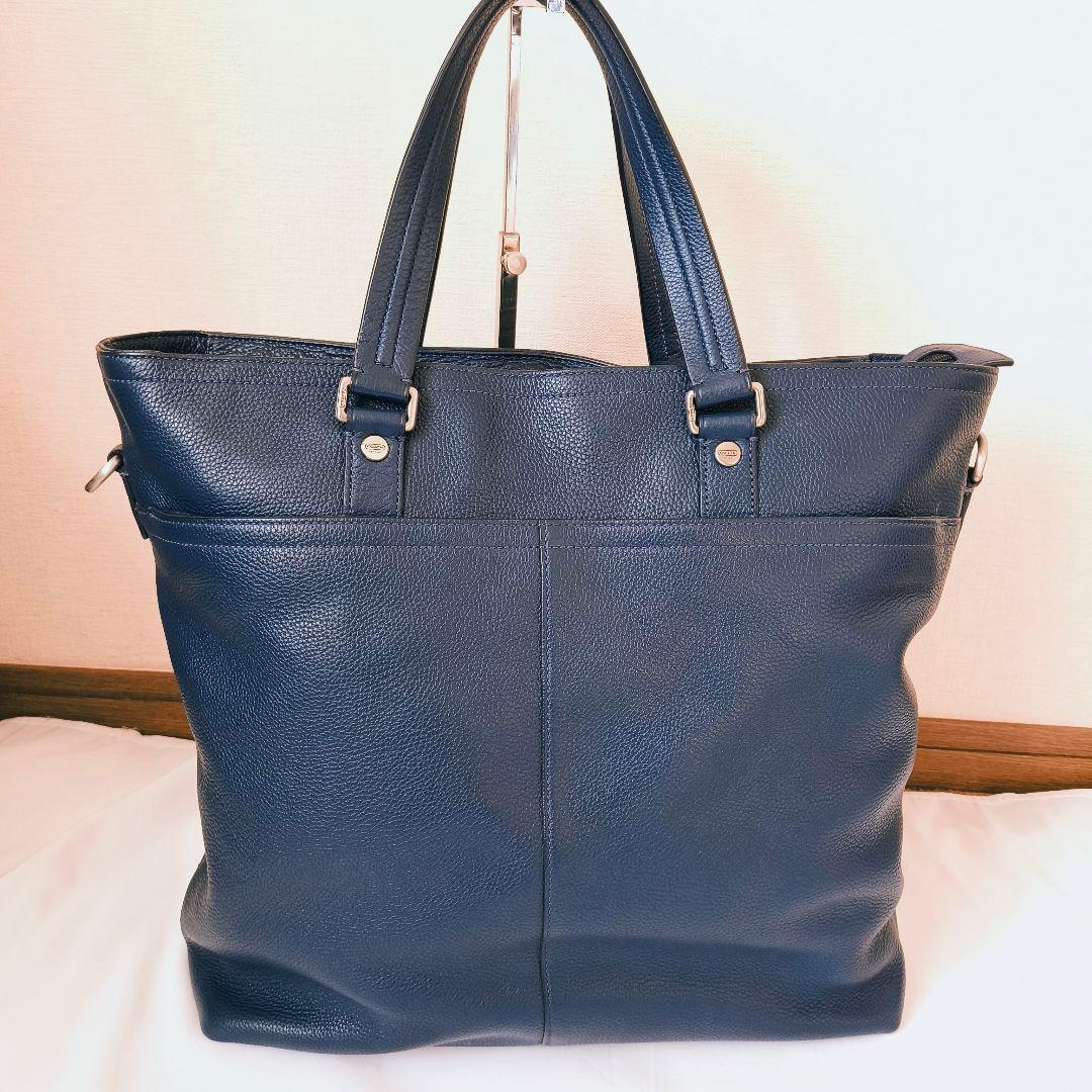 コーチ ドラフティング レザー トートバッグ ブルー