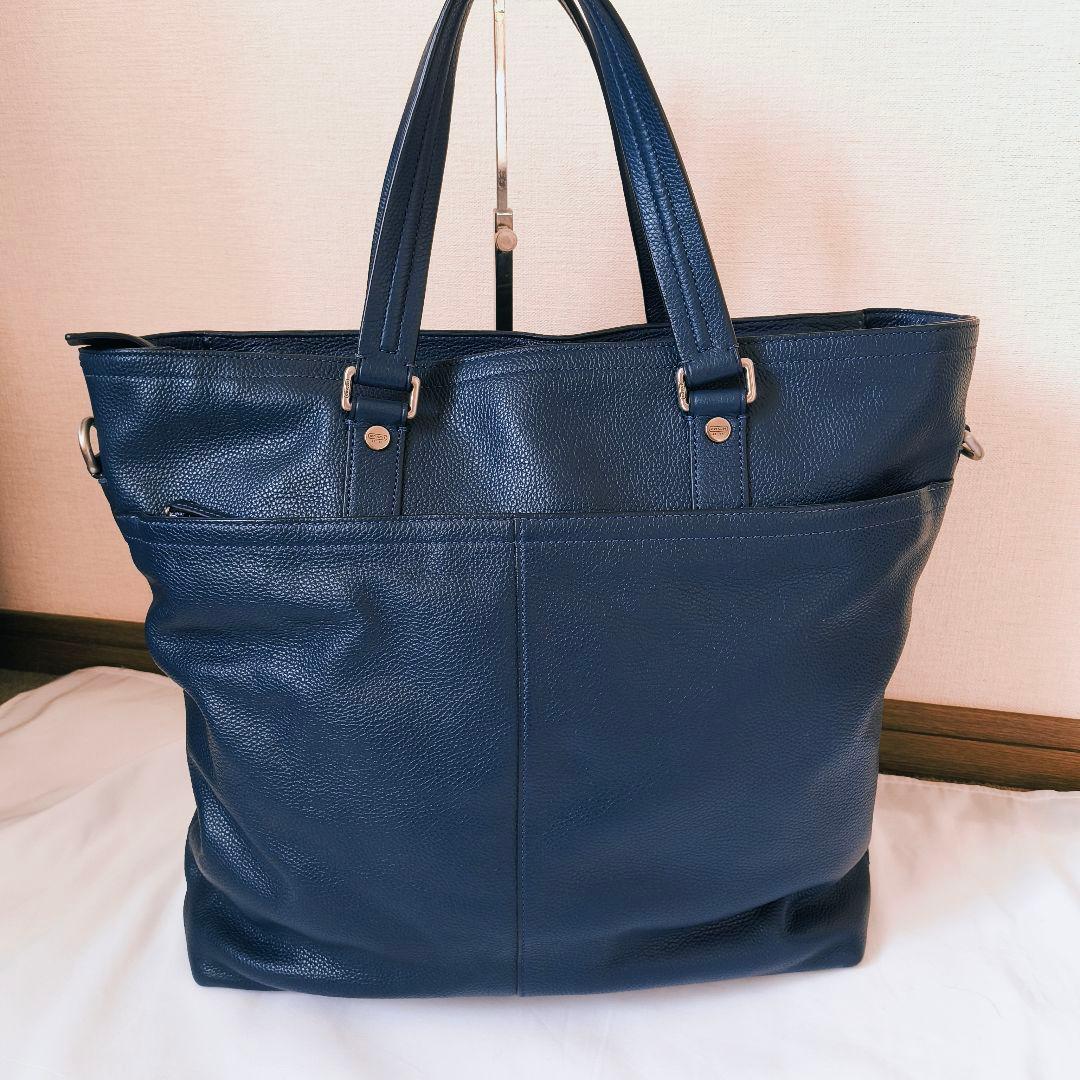 コーチ ドラフティング レザー トートバッグ ブルー