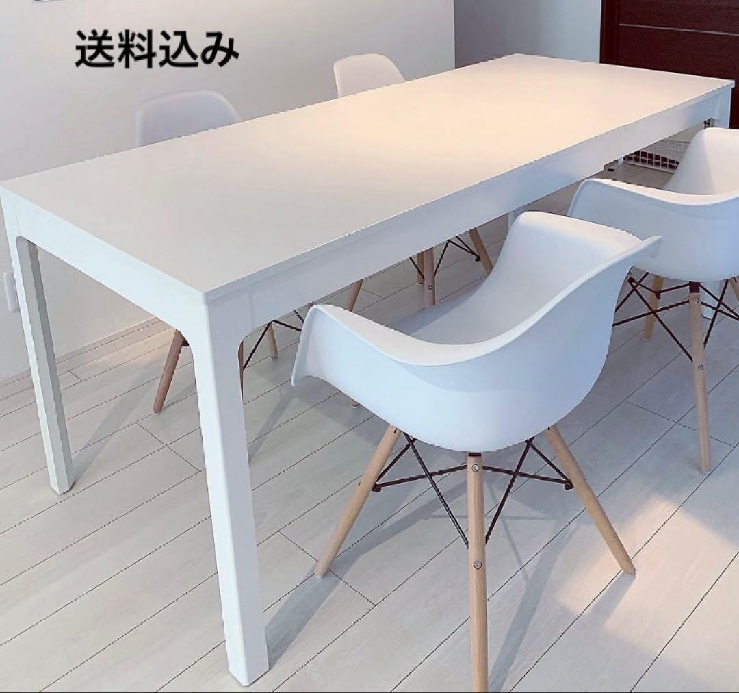 送料込み！IKEA ダイニングテーブル 伸長式 120/180x75 cm 白