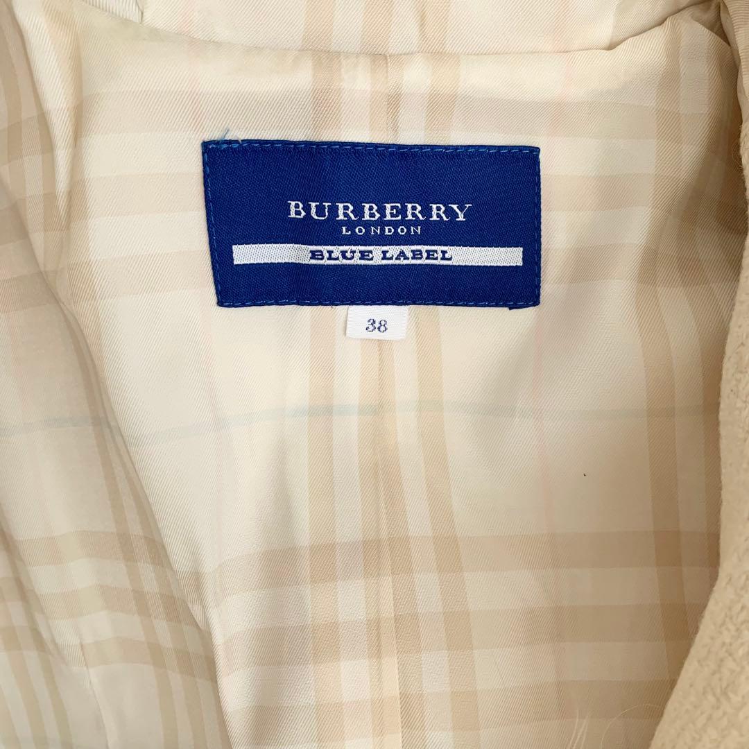 バーバリー ダッフルコート ジャケット アイボリー ファー ノバチェック 38