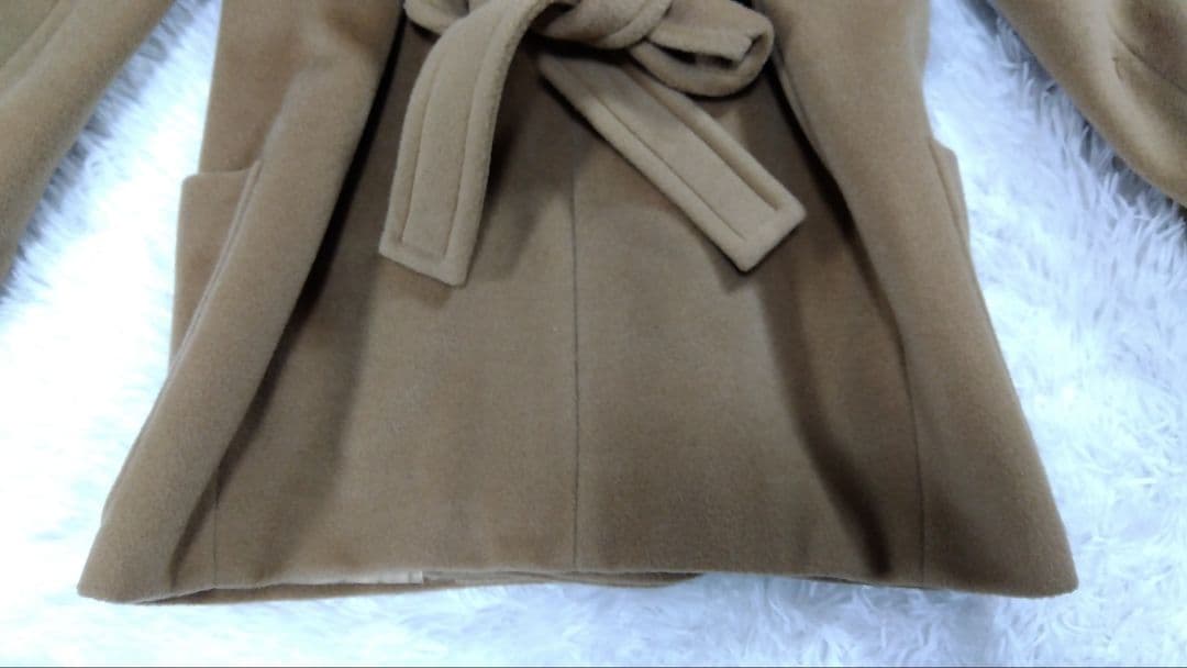 Max Mara ピュアウール キャメル　ガウンコート 38 上質　ベルテッド