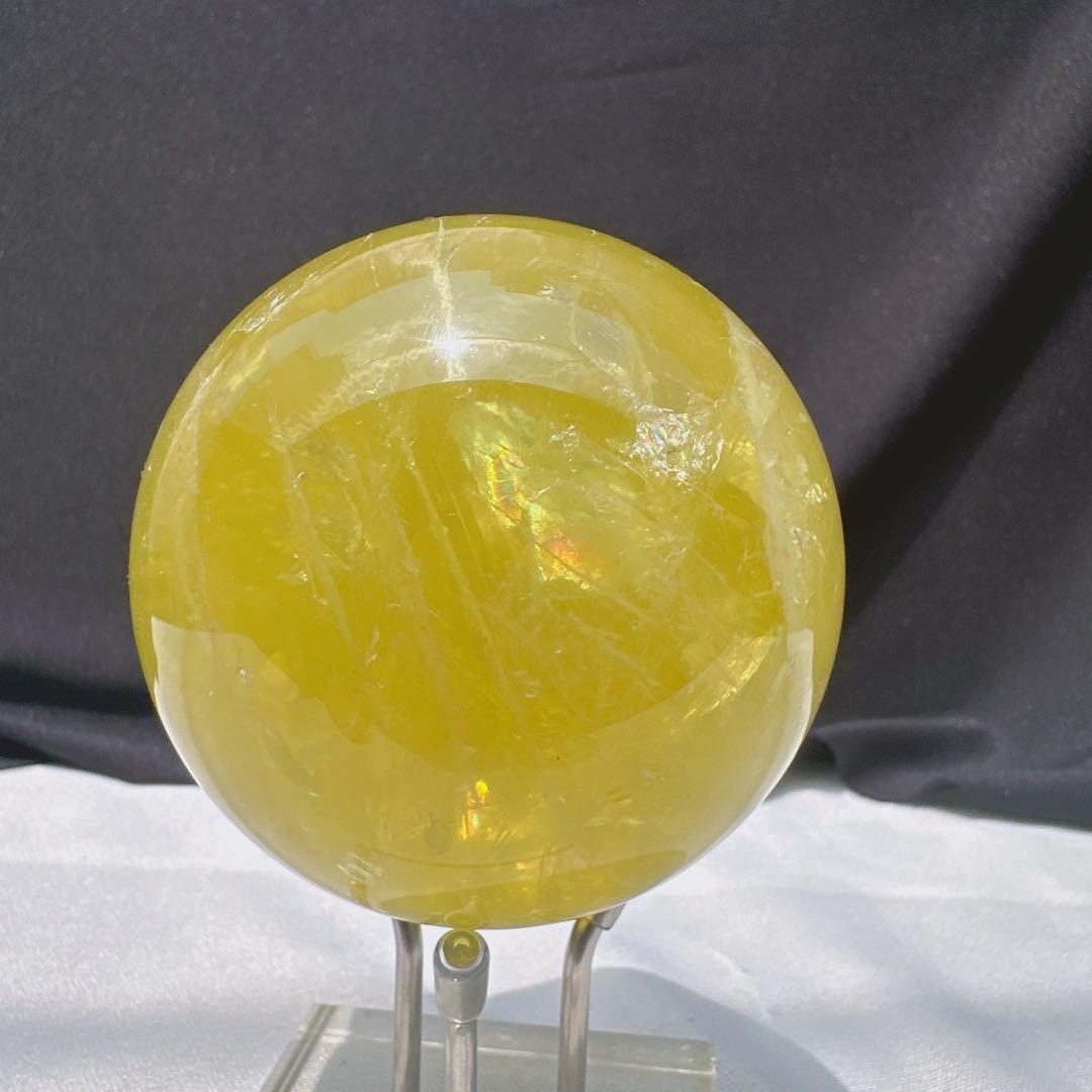 天然石シトリンのスフィア　丸玉　置物E.31