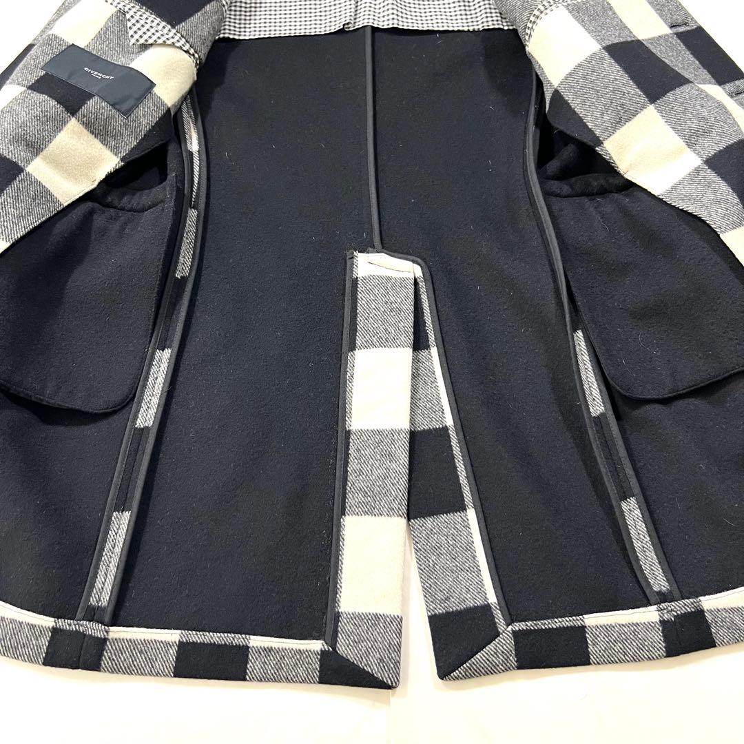 ジバンシー スタンドカラー ロングコード チェック ウール 44