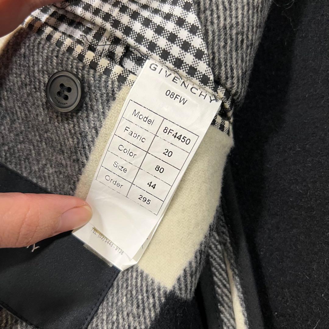 ジバンシー スタンドカラー ロングコード チェック ウール 44