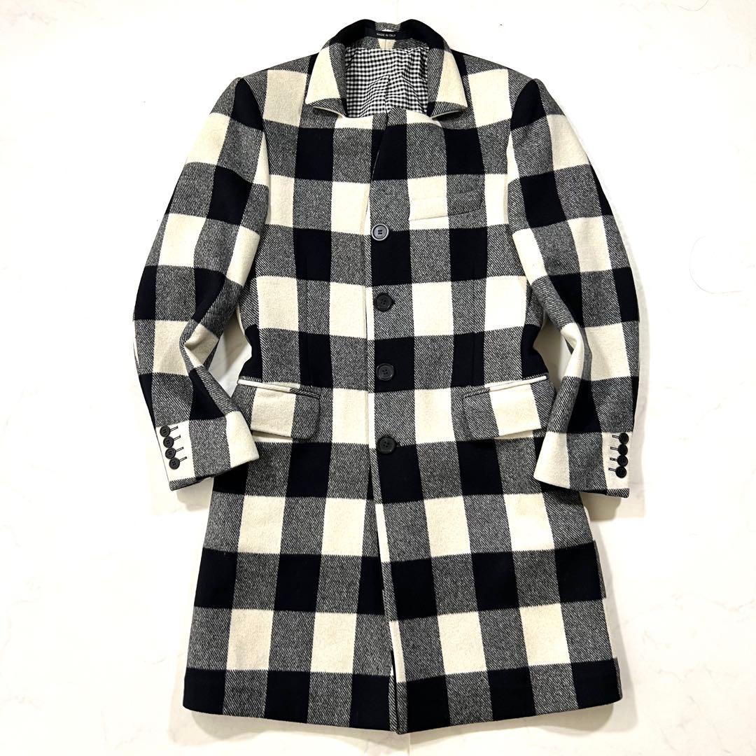 ジバンシー スタンドカラー ロングコード チェック ウール 44