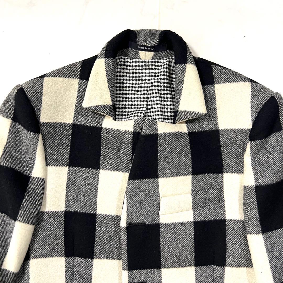 ジバンシー スタンドカラー ロングコード チェック ウール 44