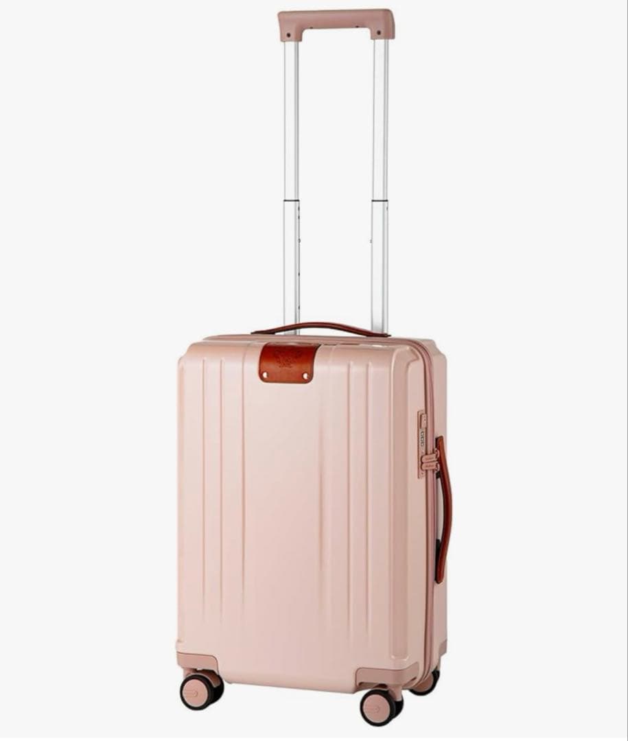 オロビアンコ　薄ピンク キャリーケース34L レザーラベル付き