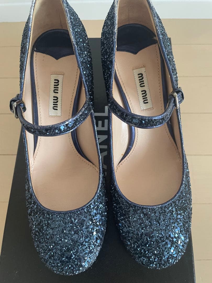 miumiu キラキラ　メリージェーン　パンプス