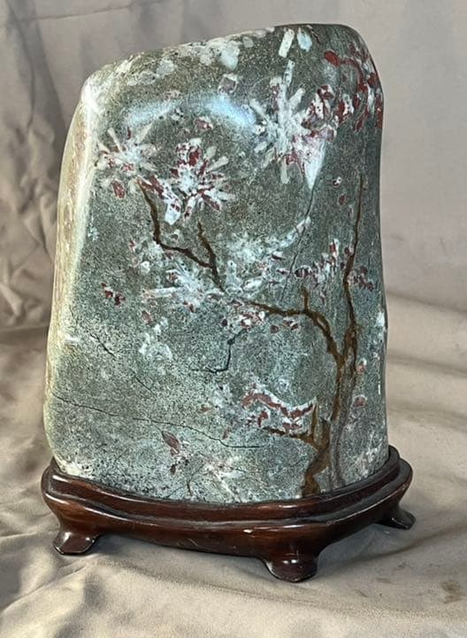 天然菊花石　木の枝に、花が咲いてる