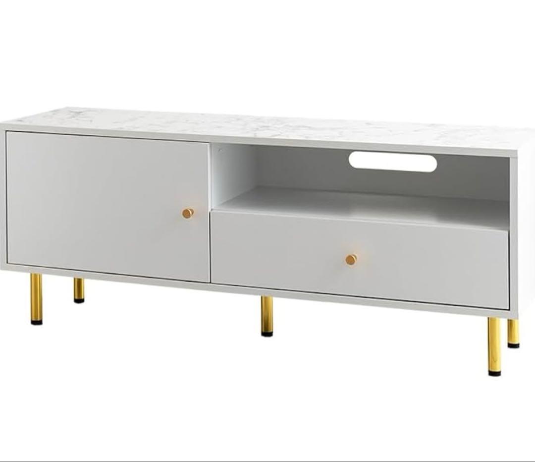 【2/21まで】大理石柄ホワイトテレビボード 120cm