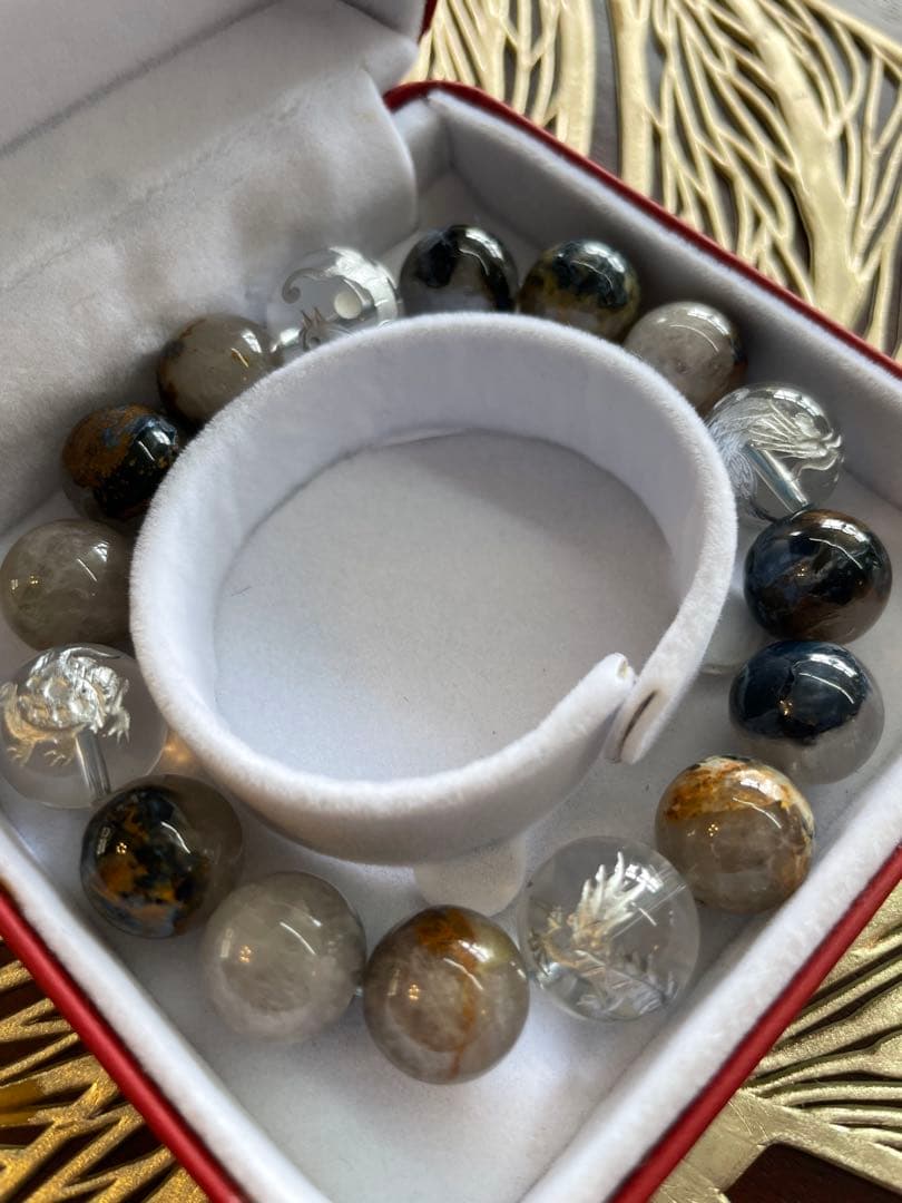 ピーターサイトシリカ&水晶四神彫り　18cm