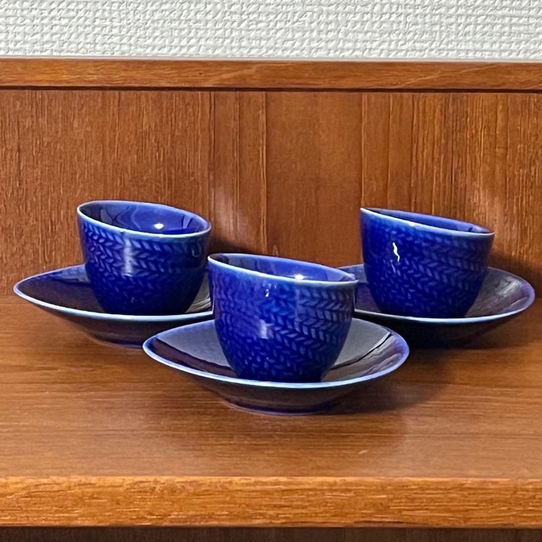 ロールストランド　Bla eld エッグカップ3個小皿3枚