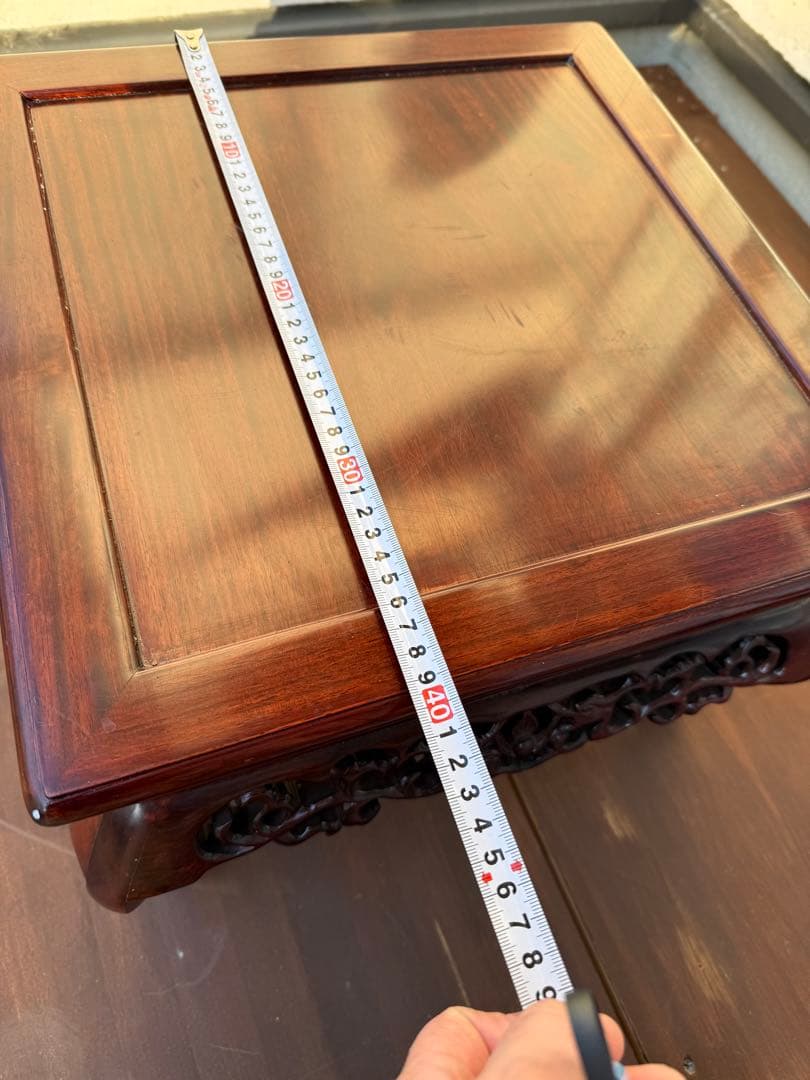 アンティーク　紫檀　花梨唐木透かし彫り　猫脚　盆栽台　和裁　唐木飾り年代物