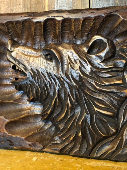 熊 木彫 壁掛け レリーフ