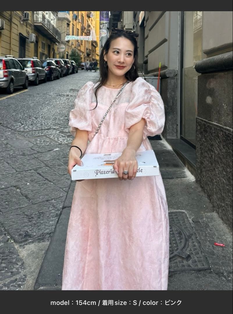 ANDRESD バブルスリーブジャガードドレス　sサイズ