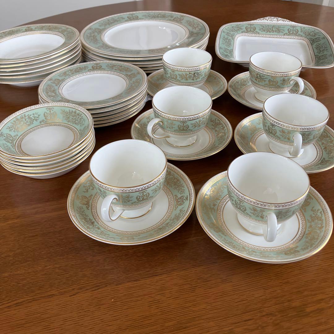 ウェッジウッド　　コロンビア　セージグリーン　フルセット　黒壺刻印　ヴィンテージ