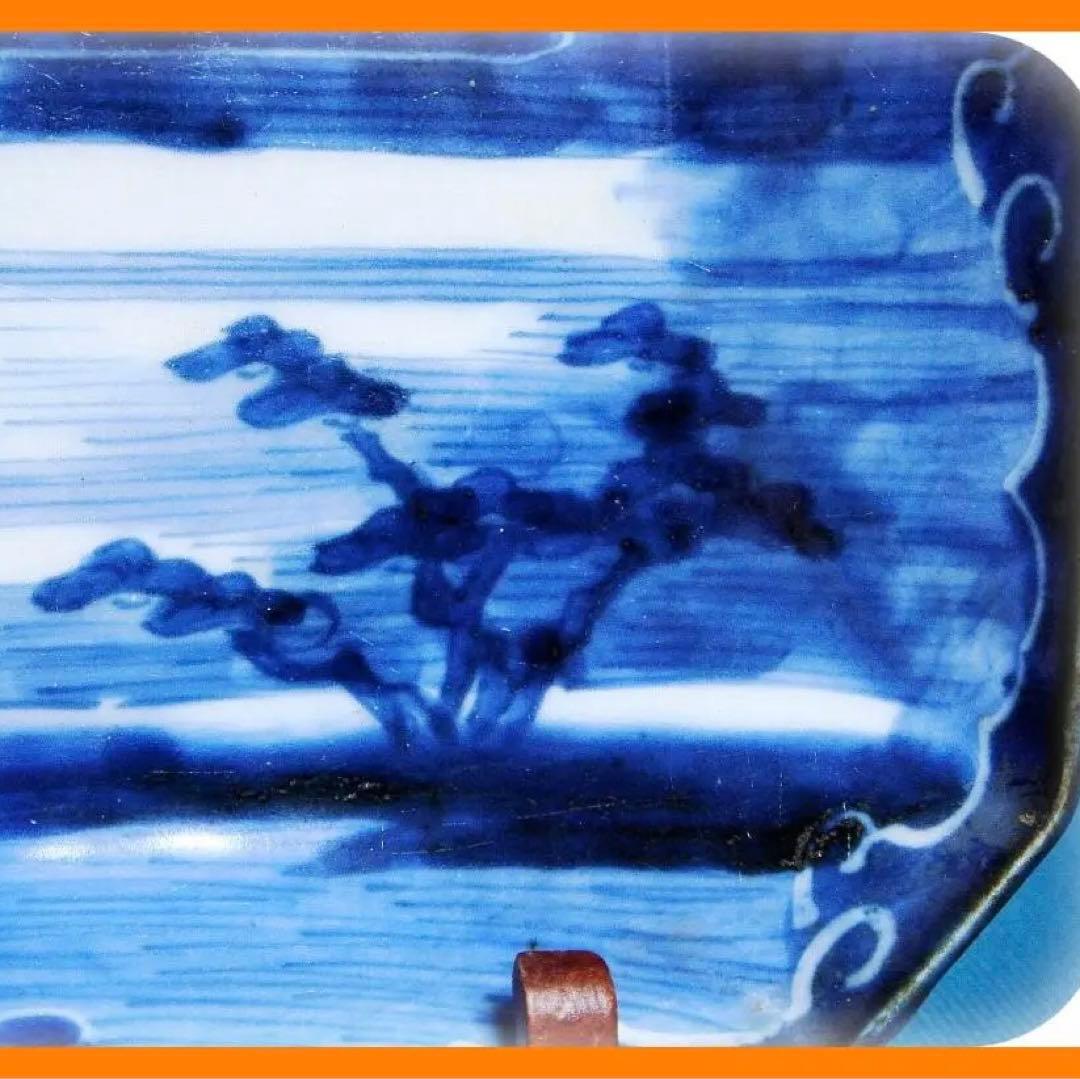 583『染付 富士山 額皿』　/骨董品 古美術 古道具 アンティーク