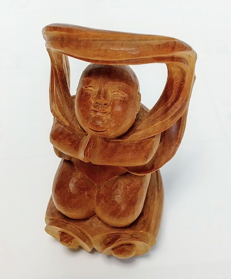 童子坐像 飛天 #567 ◆白檀 木彫 仏像