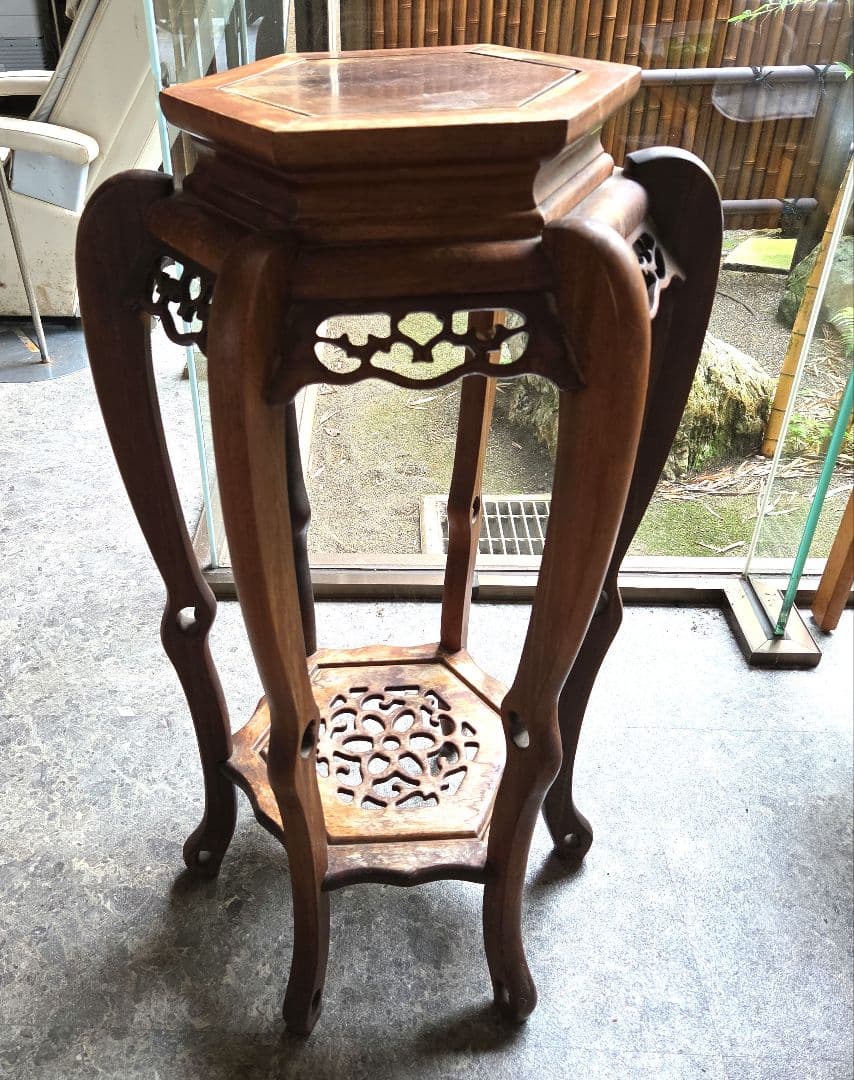 花台 高め花台 花瓶スタンド 木製 アンティーク 骨董品