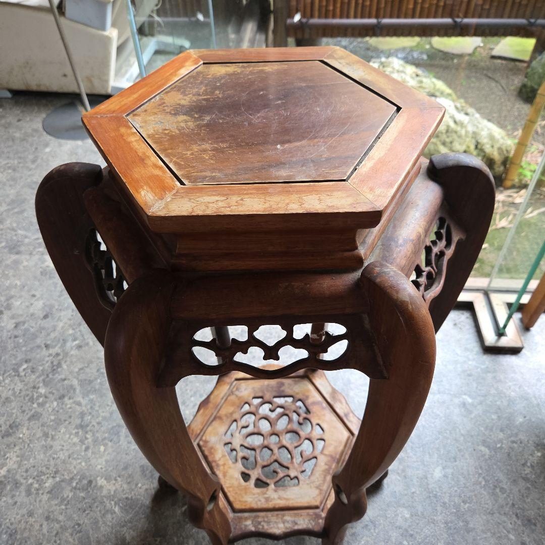 花台 高め花台 花瓶スタンド 木製 アンティーク 骨董品