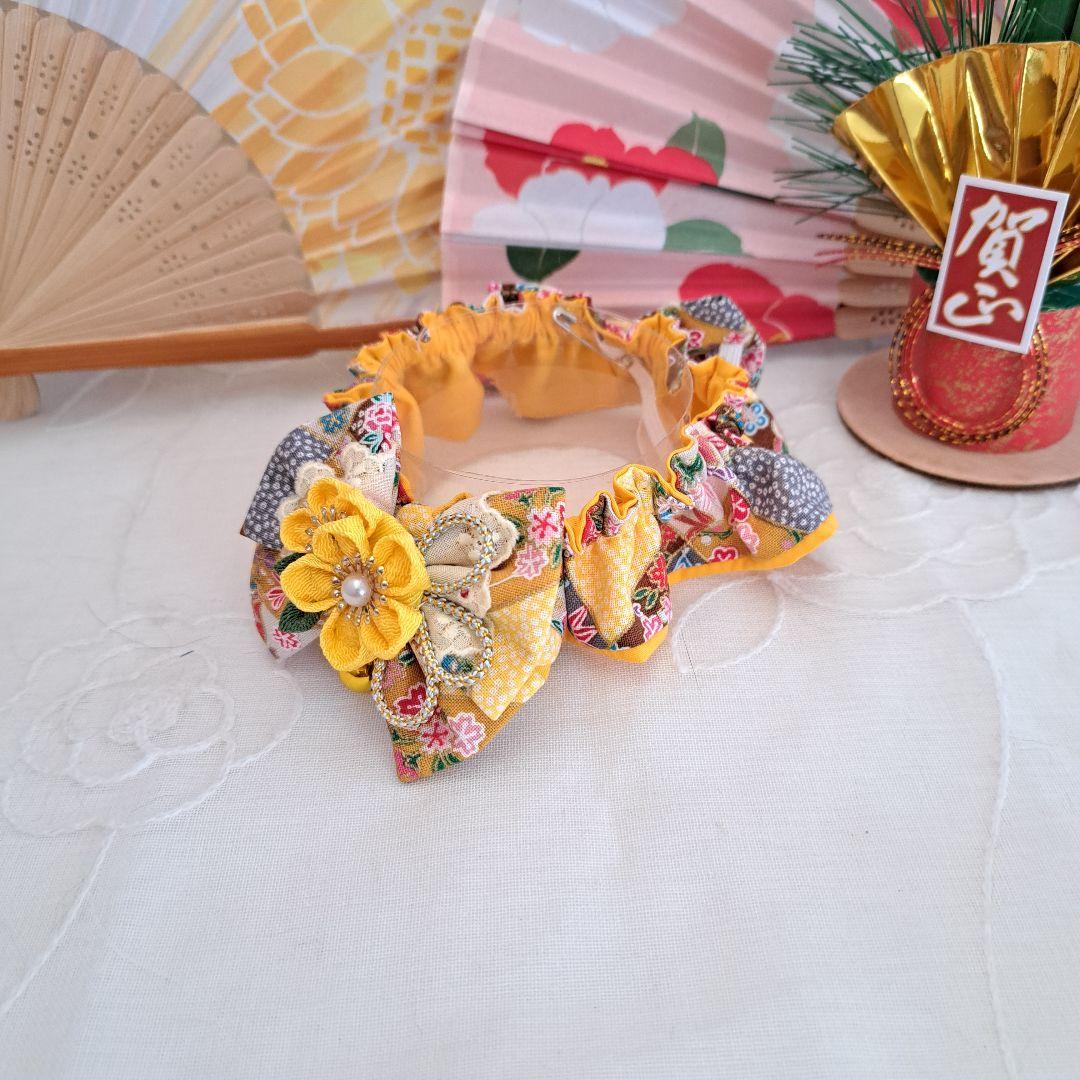 短毛シュシュ、和風妻み細工わんちゃん猫ちゃん用