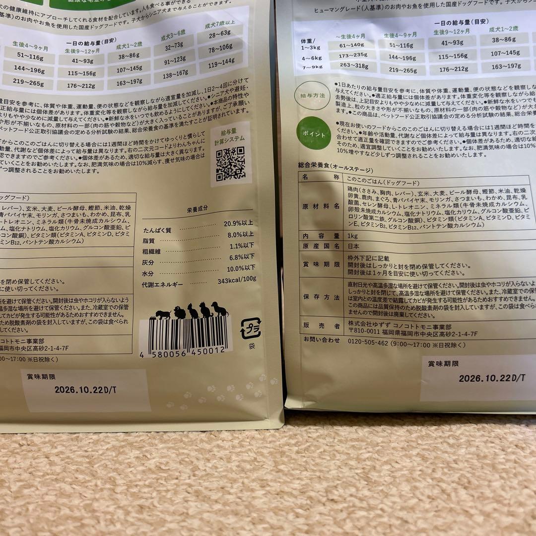 【匿名配送】このこのごはん ドライフード 2袋セット