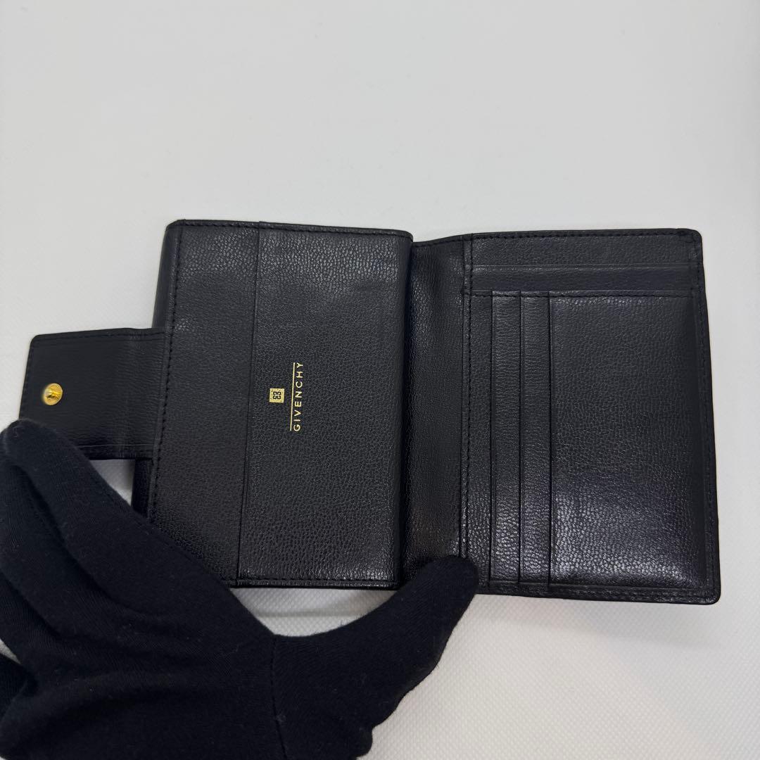美品 ジバンシー 二つ折財布 ブラック レザー ブランドロゴ