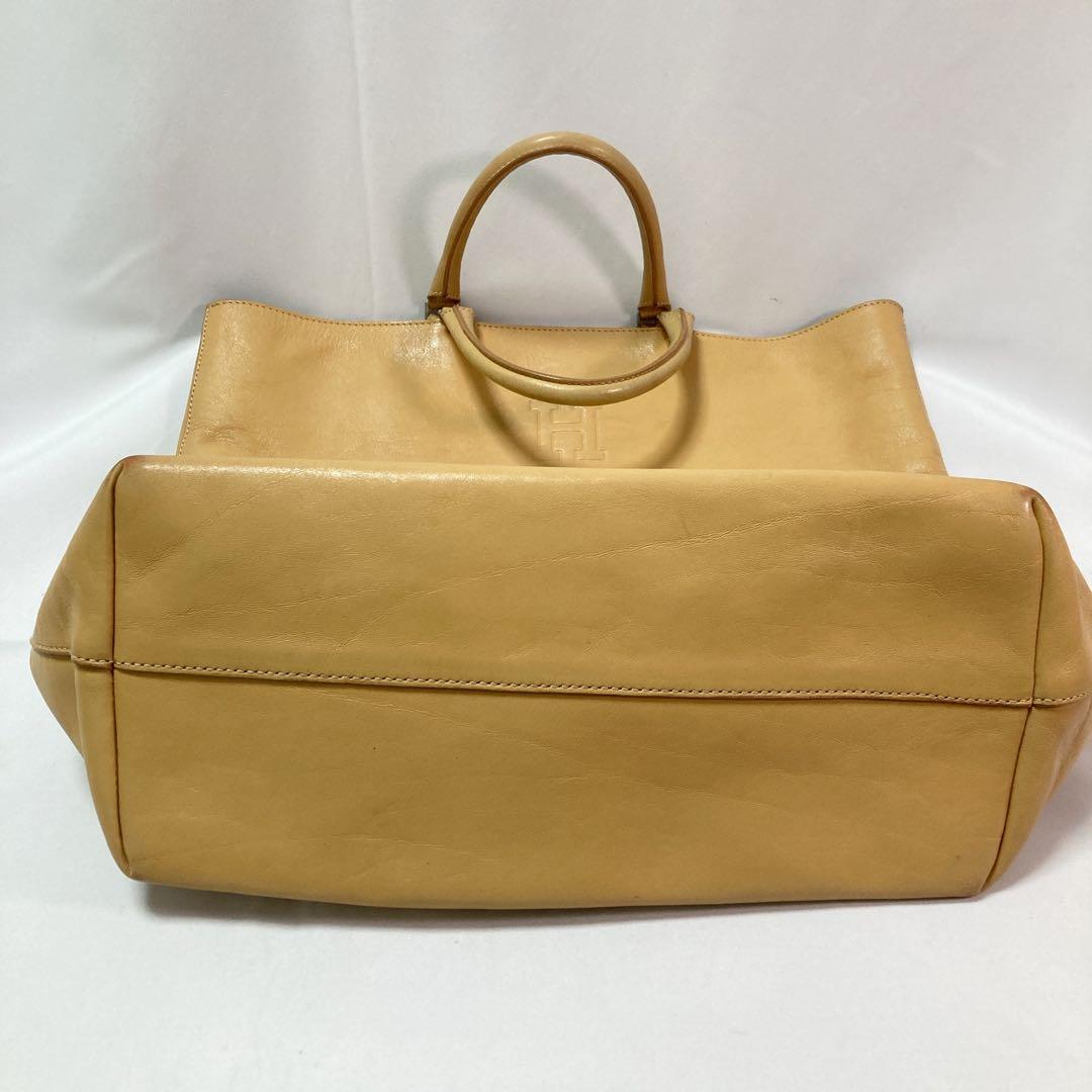 HIROFU ヒロフ トートバッグ レザー Hロゴ キャメル イタリア製 A4