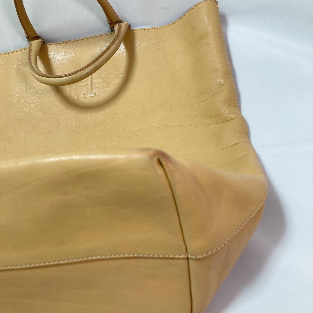 HIROFU ヒロフ トートバッグ レザー Hロゴ キャメル イタリア製 A4