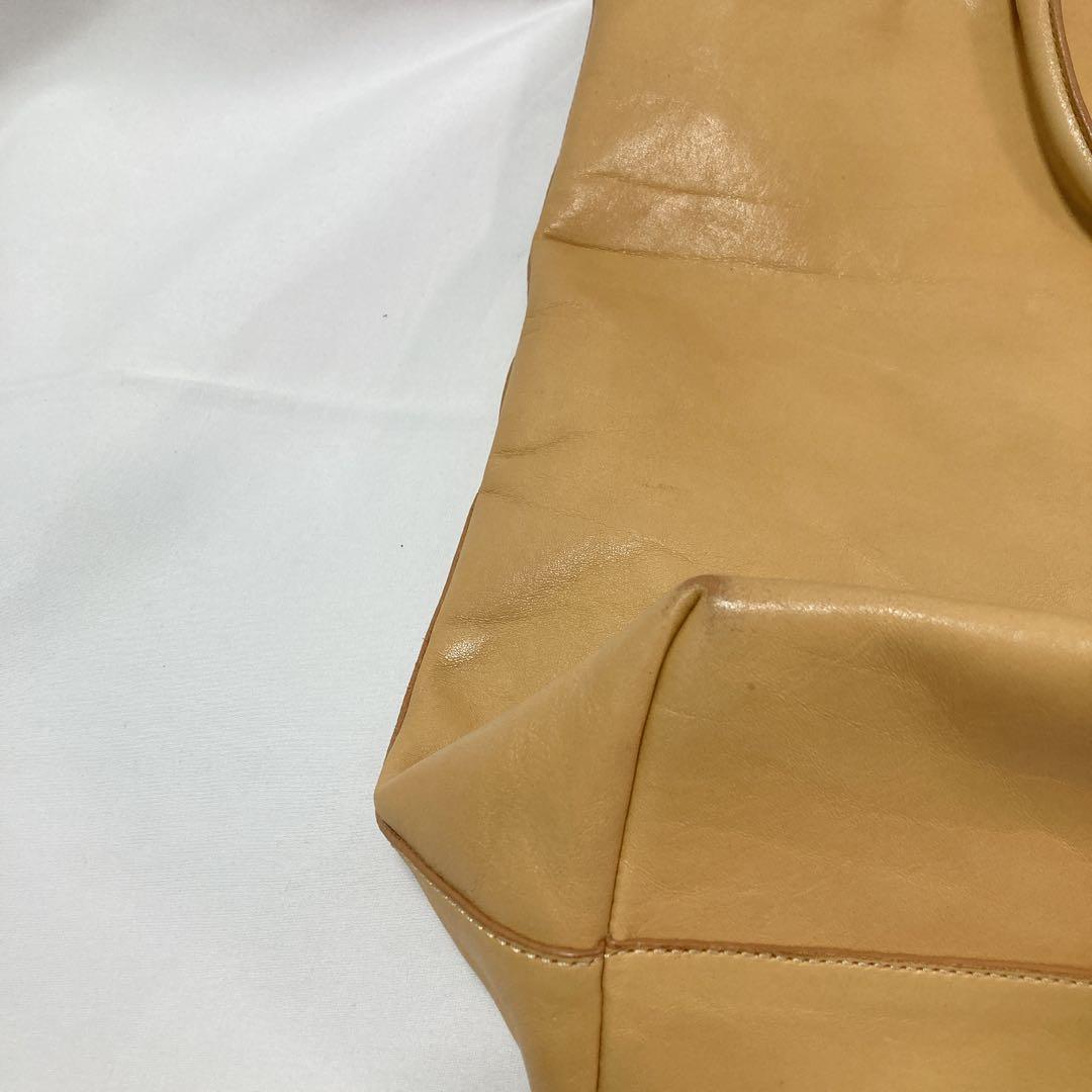 HIROFU ヒロフ トートバッグ レザー Hロゴ キャメル イタリア製 A4