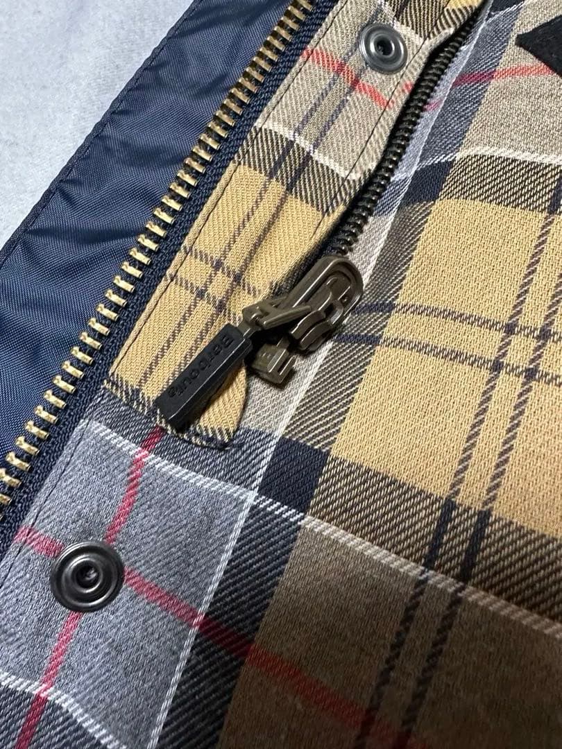 着用2回　Barbour ボーダー　42 ネイビー　2レイヤー　ノンオイル