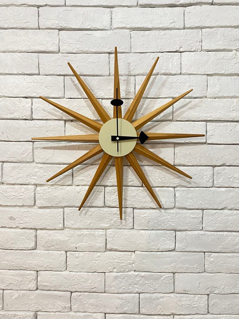 ②⭐️【全国送料無料】ビンテージ　ミッドセンチュリー　サンバースト クロック　時計