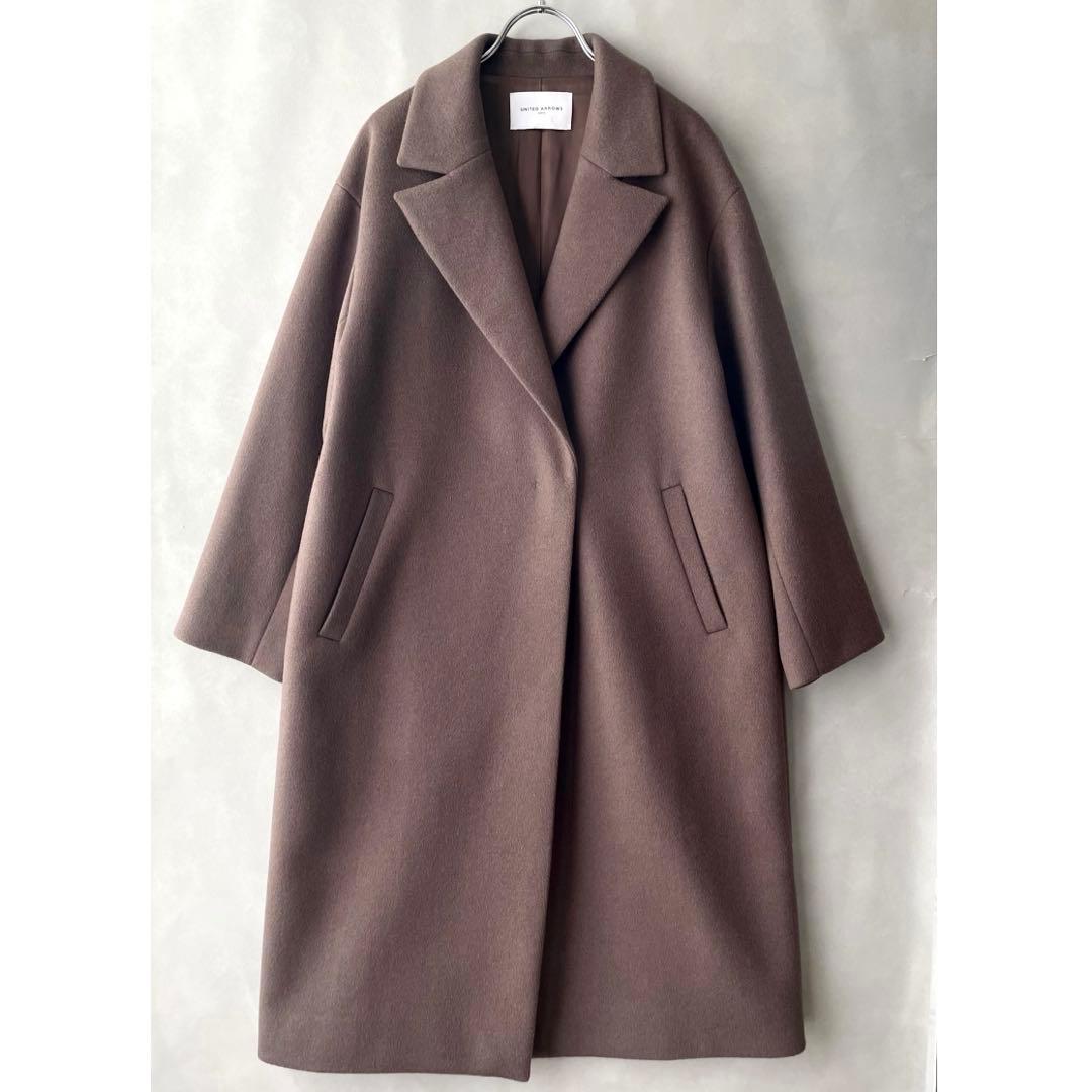 美品✨ユナイテッドアローズ　ウール　ビッグテーラードコート　ゆったり38 モカ