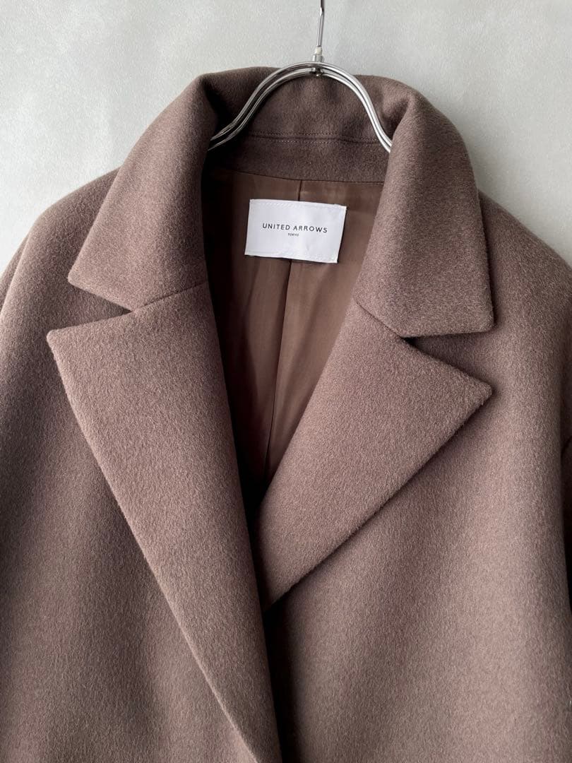 美品✨ユナイテッドアローズ　ウール　ビッグテーラードコート　ゆったり38 モカ