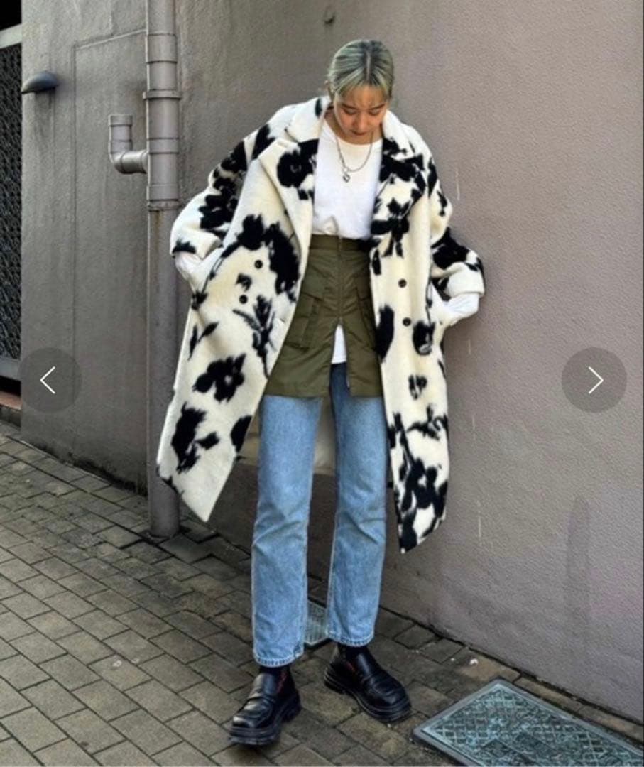 Ameri UND SHADOW FLOWER WOOL COAT アメリ