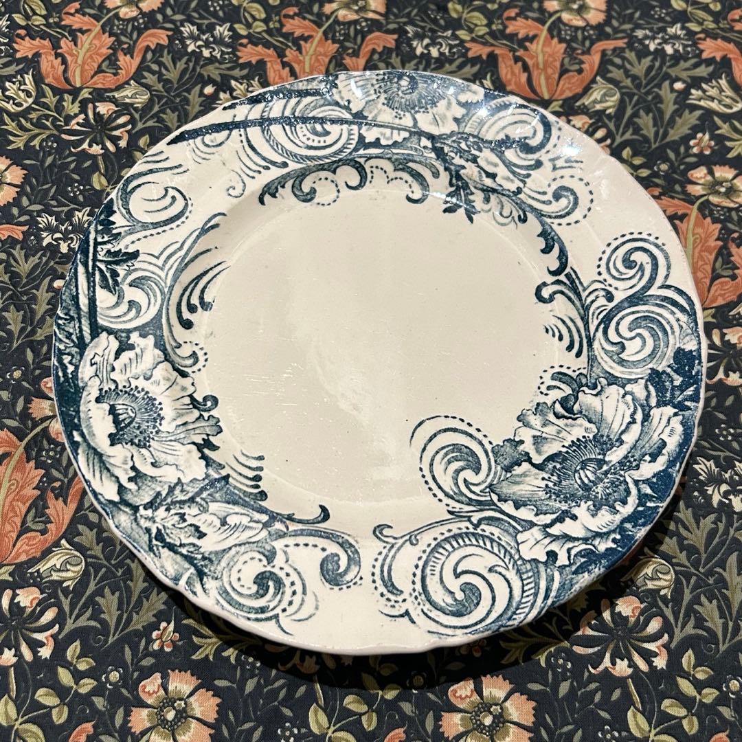 コンポティエ　salins サラン　花リム　アンティーク　脚付き皿