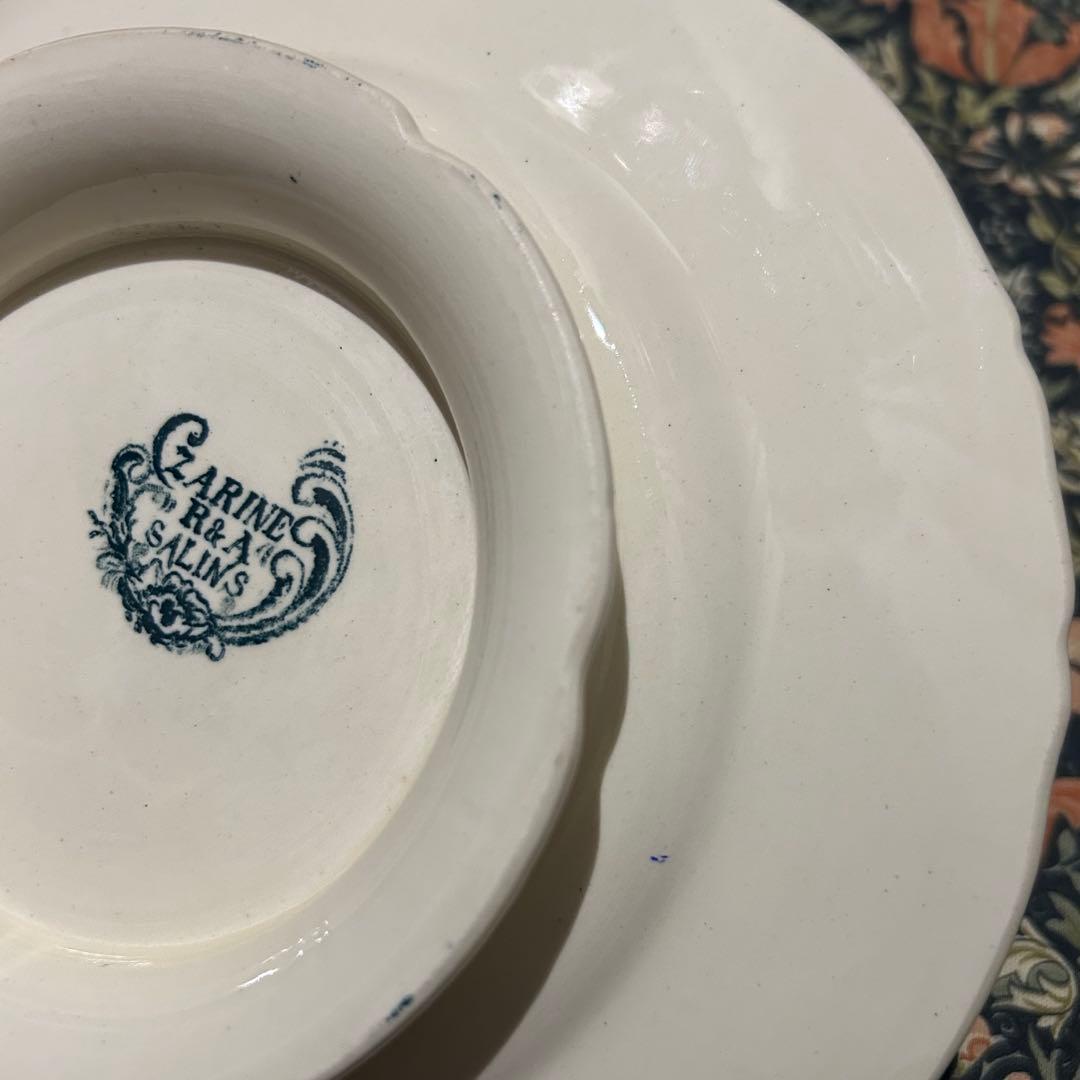 コンポティエ　salins サラン　花リム　アンティーク　脚付き皿