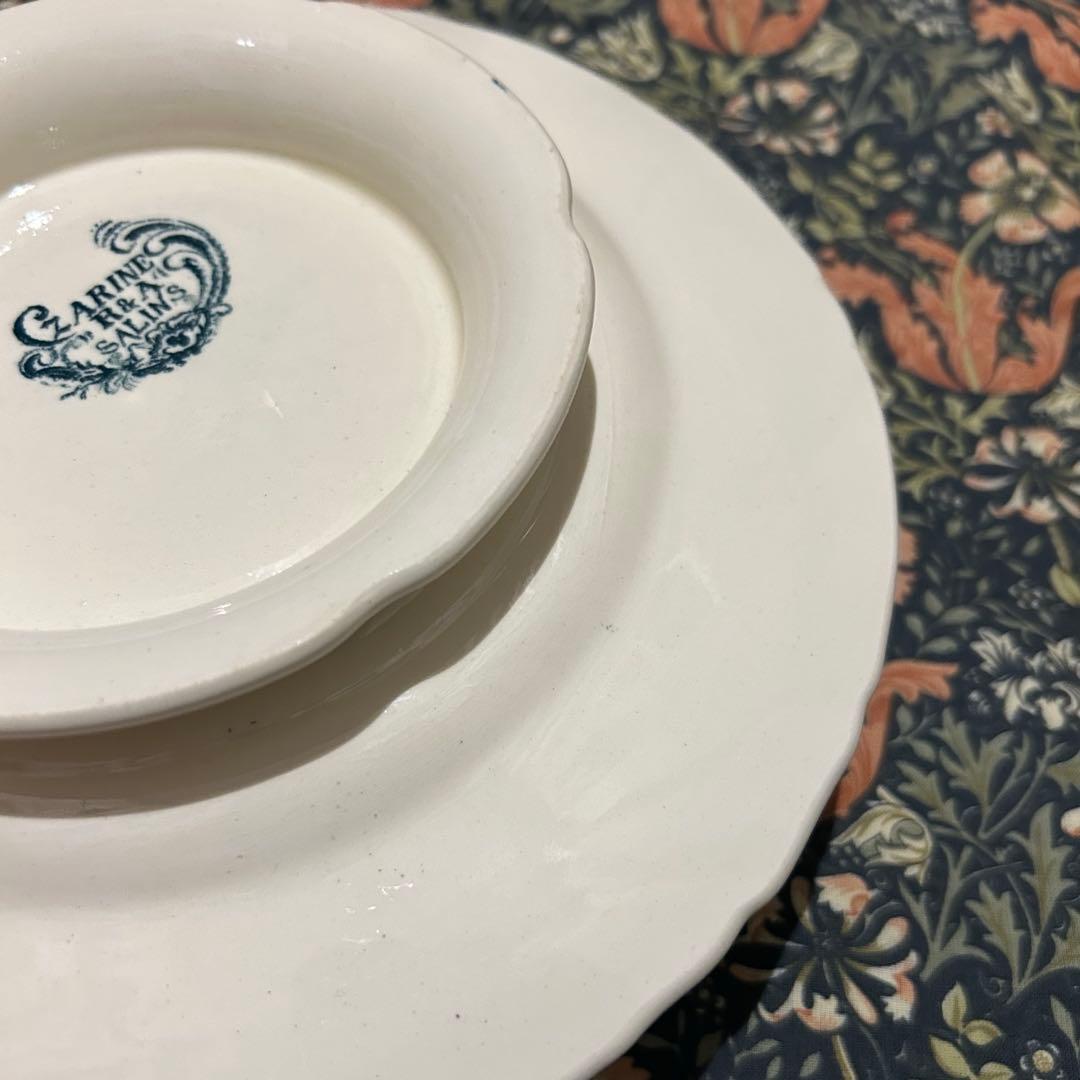 コンポティエ　salins サラン　花リム　アンティーク　脚付き皿