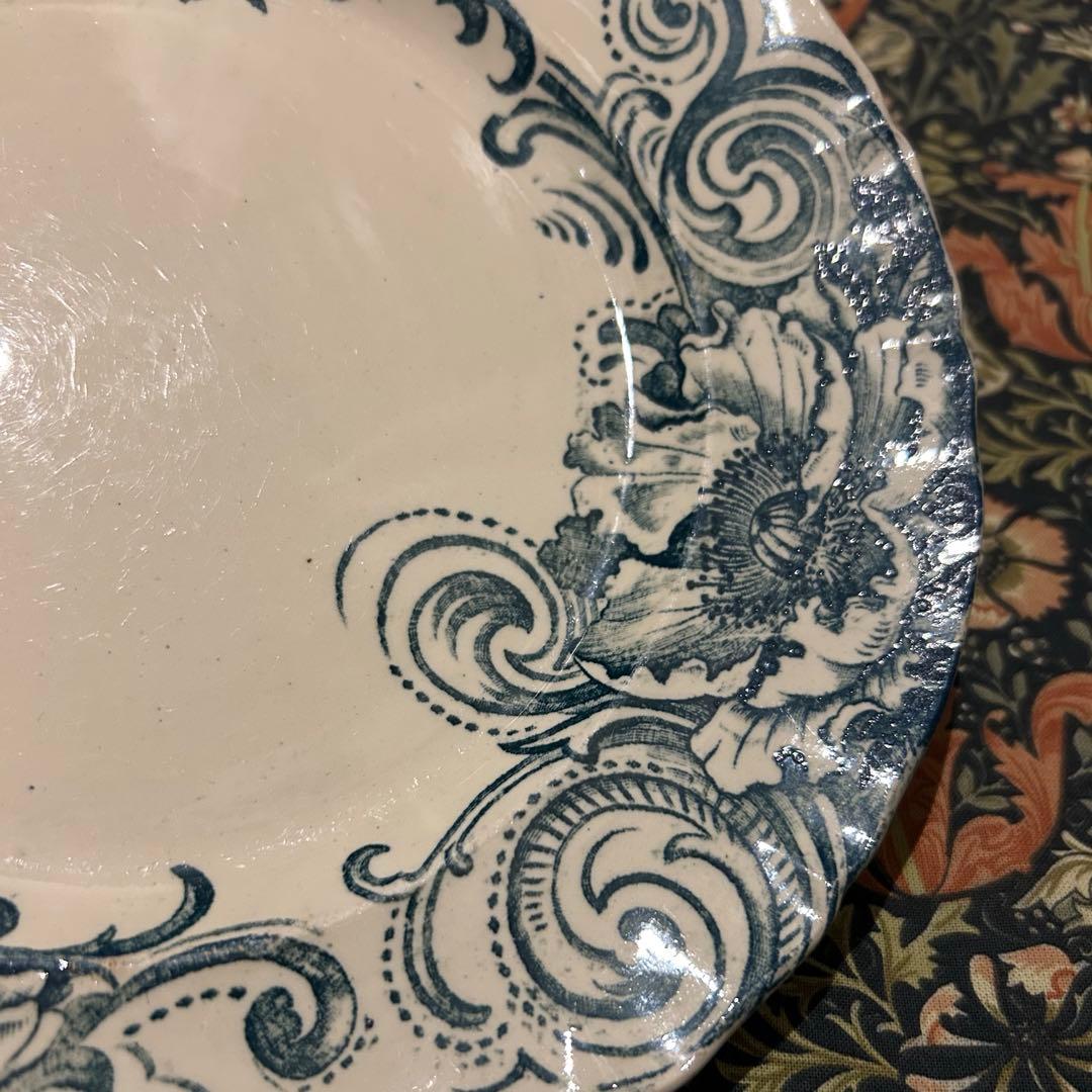 コンポティエ　salins サラン　花リム　アンティーク　脚付き皿