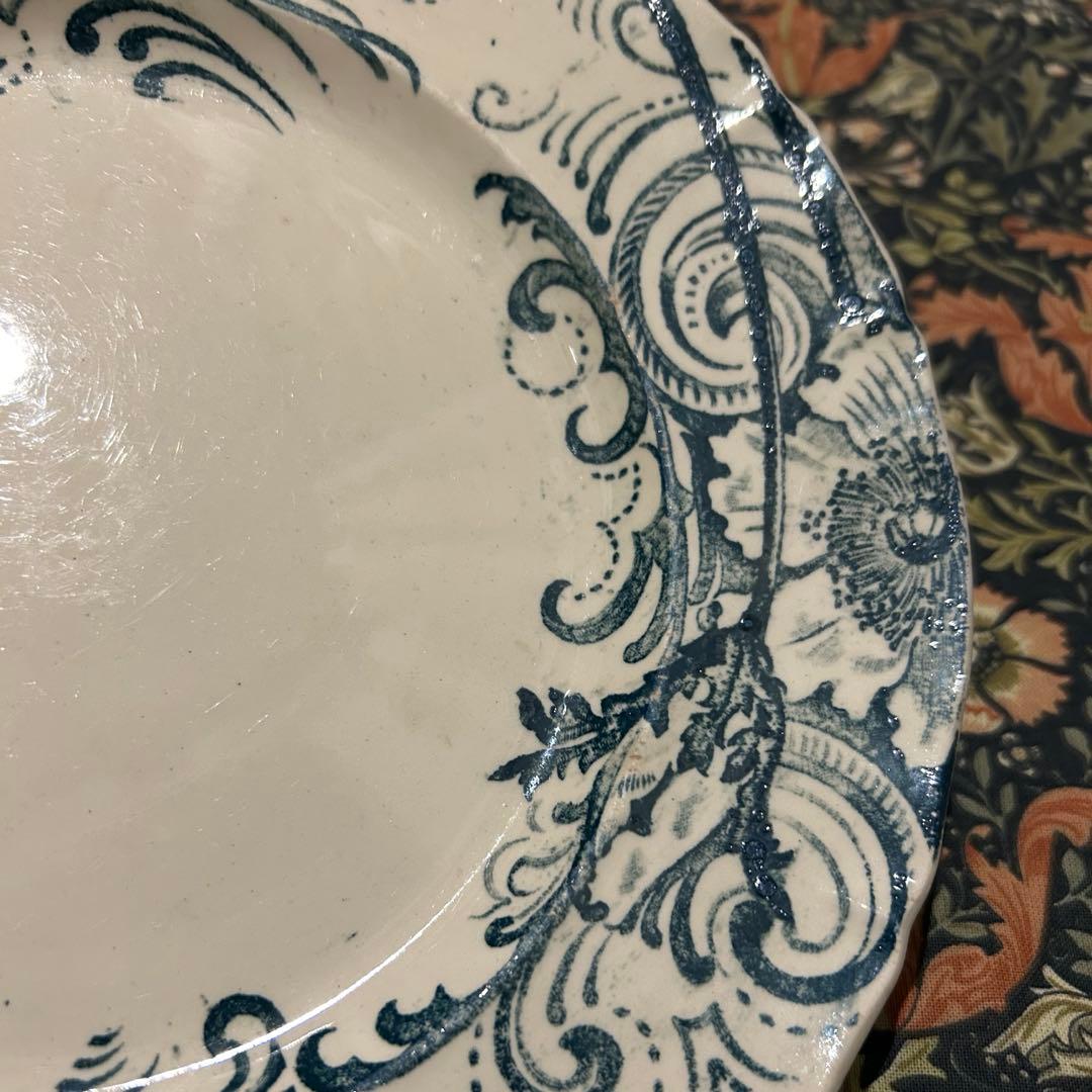 コンポティエ　salins サラン　花リム　アンティーク　脚付き皿