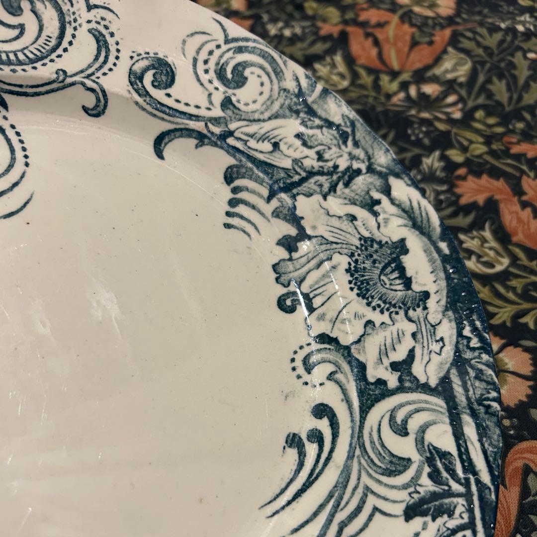 コンポティエ　salins サラン　花リム　アンティーク　脚付き皿