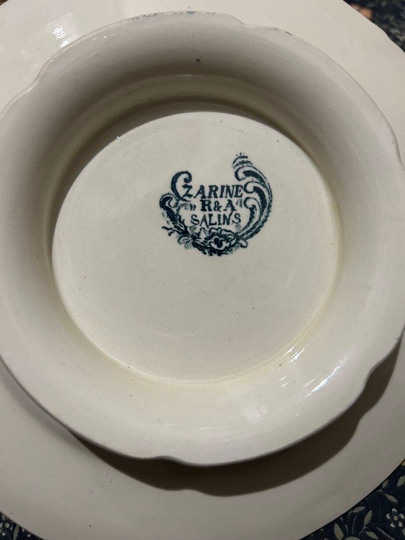 コンポティエ　salins サラン　花リム　アンティーク　脚付き皿