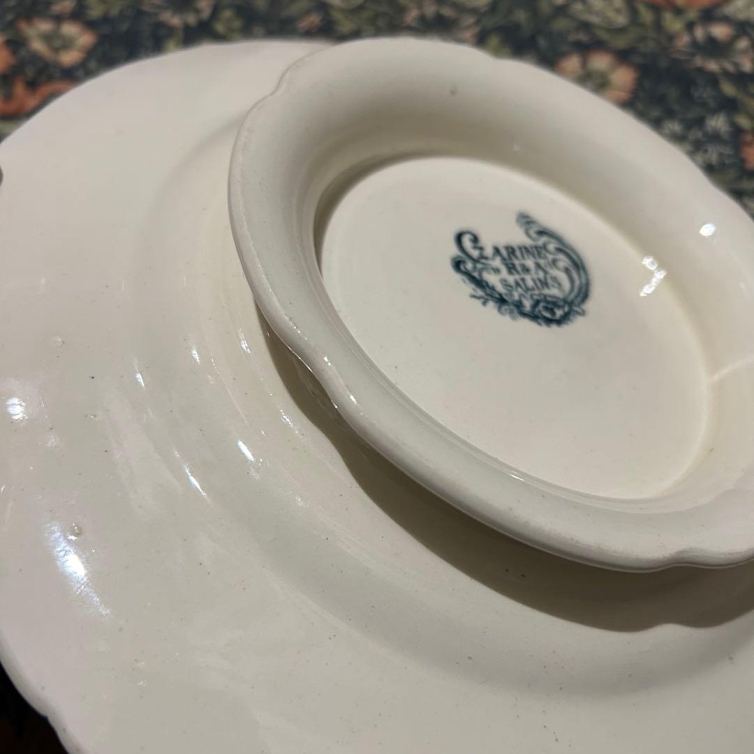 コンポティエ　salins サラン　花リム　アンティーク　脚付き皿