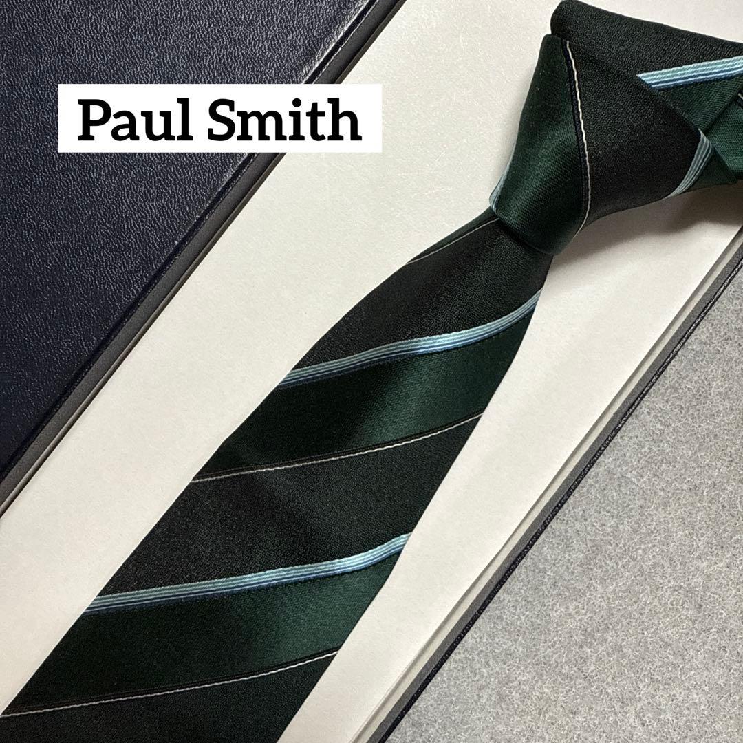 極美品　ポールスミスコレクション　ネクタイ　緑　ストライプ　シルクジャガード