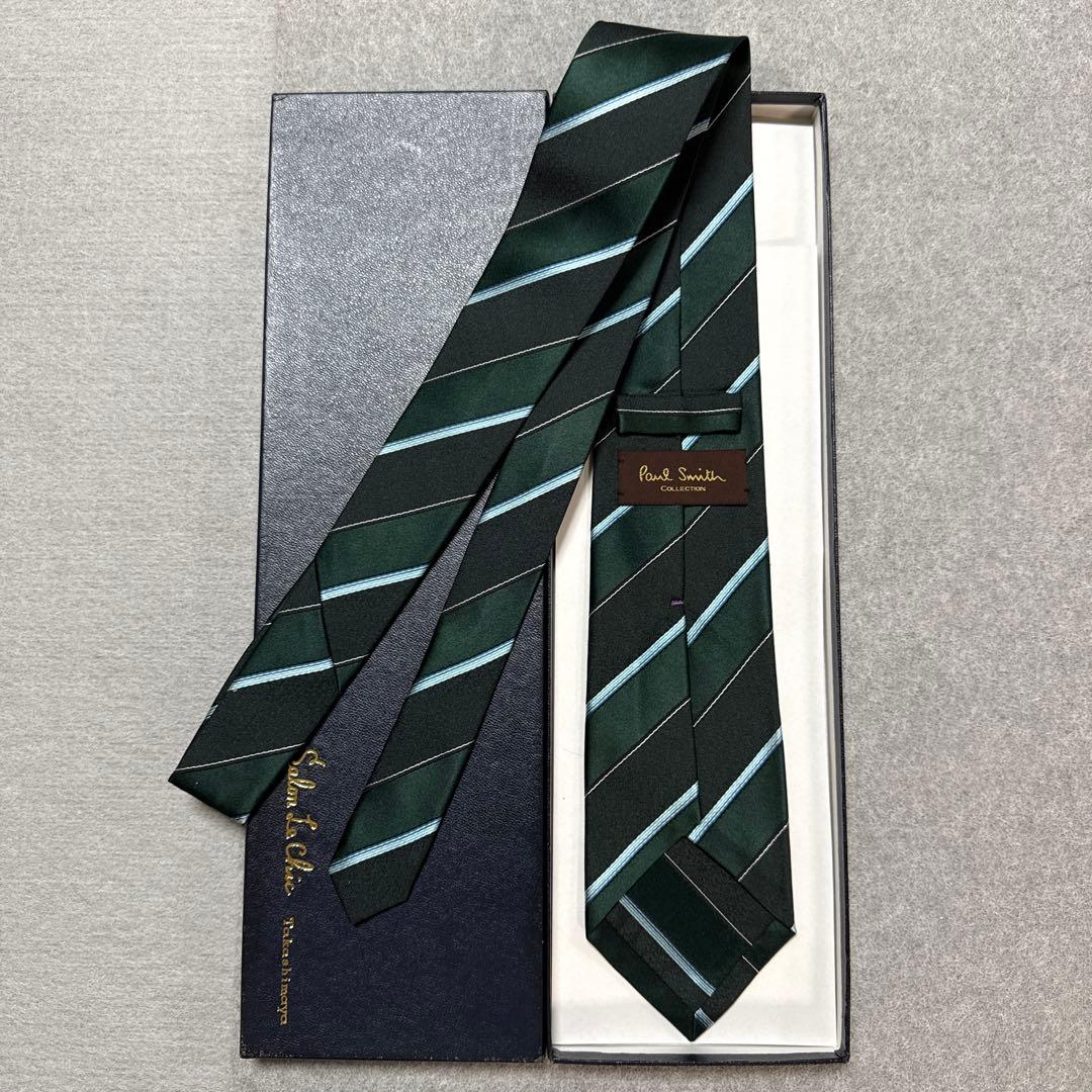 極美品　ポールスミスコレクション　ネクタイ　緑　ストライプ　シルクジャガード