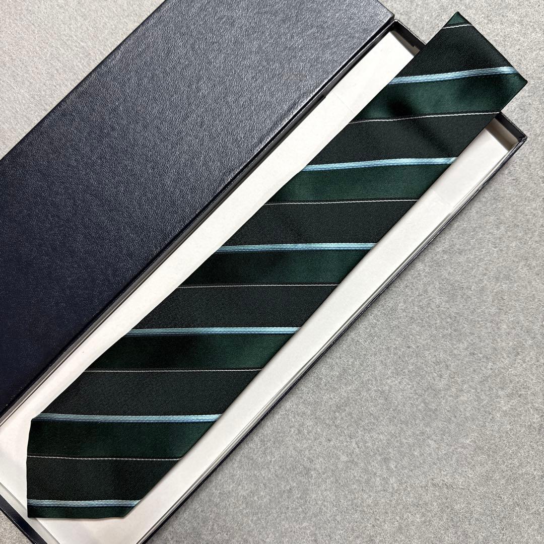 極美品　ポールスミスコレクション　ネクタイ　緑　ストライプ　シルクジャガード