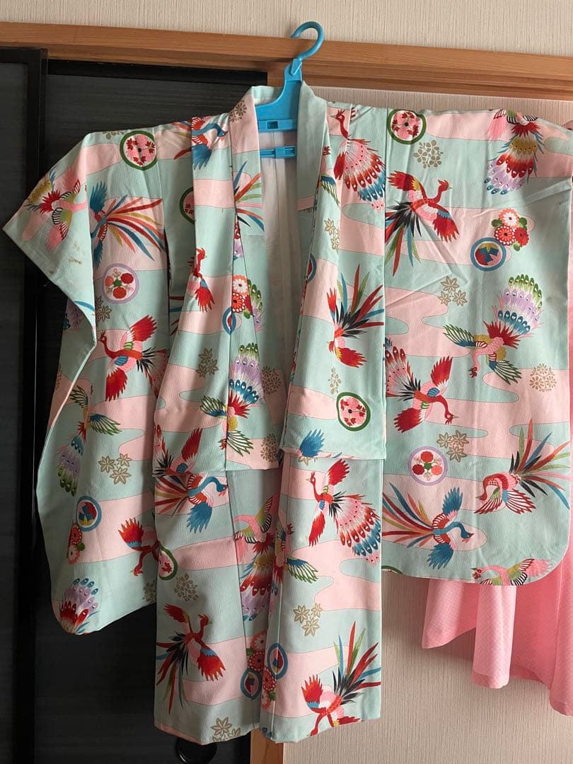 七五三　フルセット　アンティーク　7歳　四つ身　キッズ着物 鶴模様