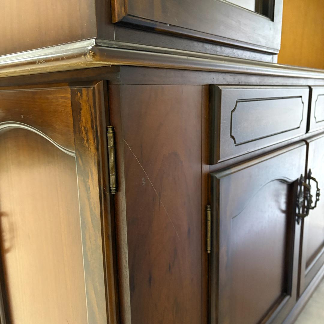 カリモク家具　レトロ家具　大型　ガラス戸棚　食器戸棚