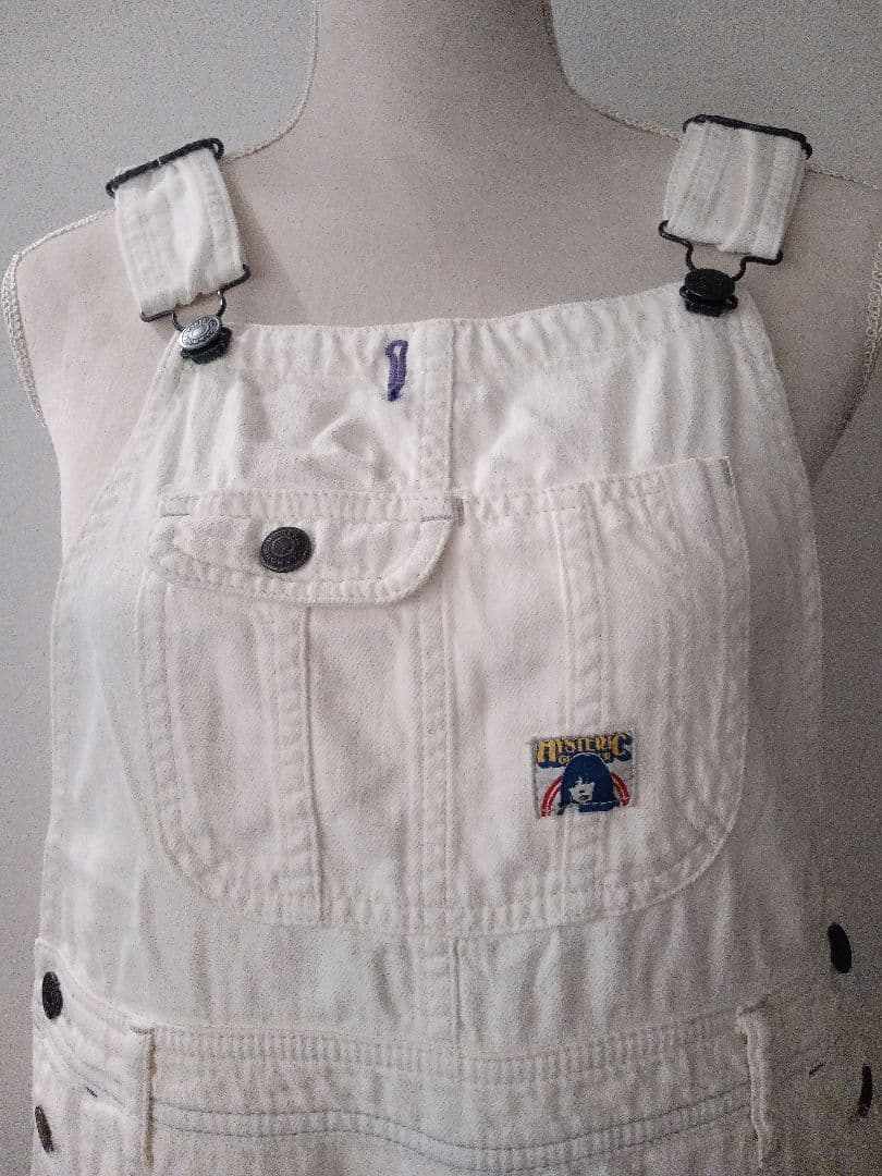 新品！【ヒステリックグラマー】ホワイトオーバーオール クロスバックデザイン